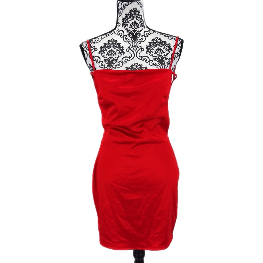Fashion Nova Flirtini Sleek Red Satin Mini Dress - Picture 5 of 10